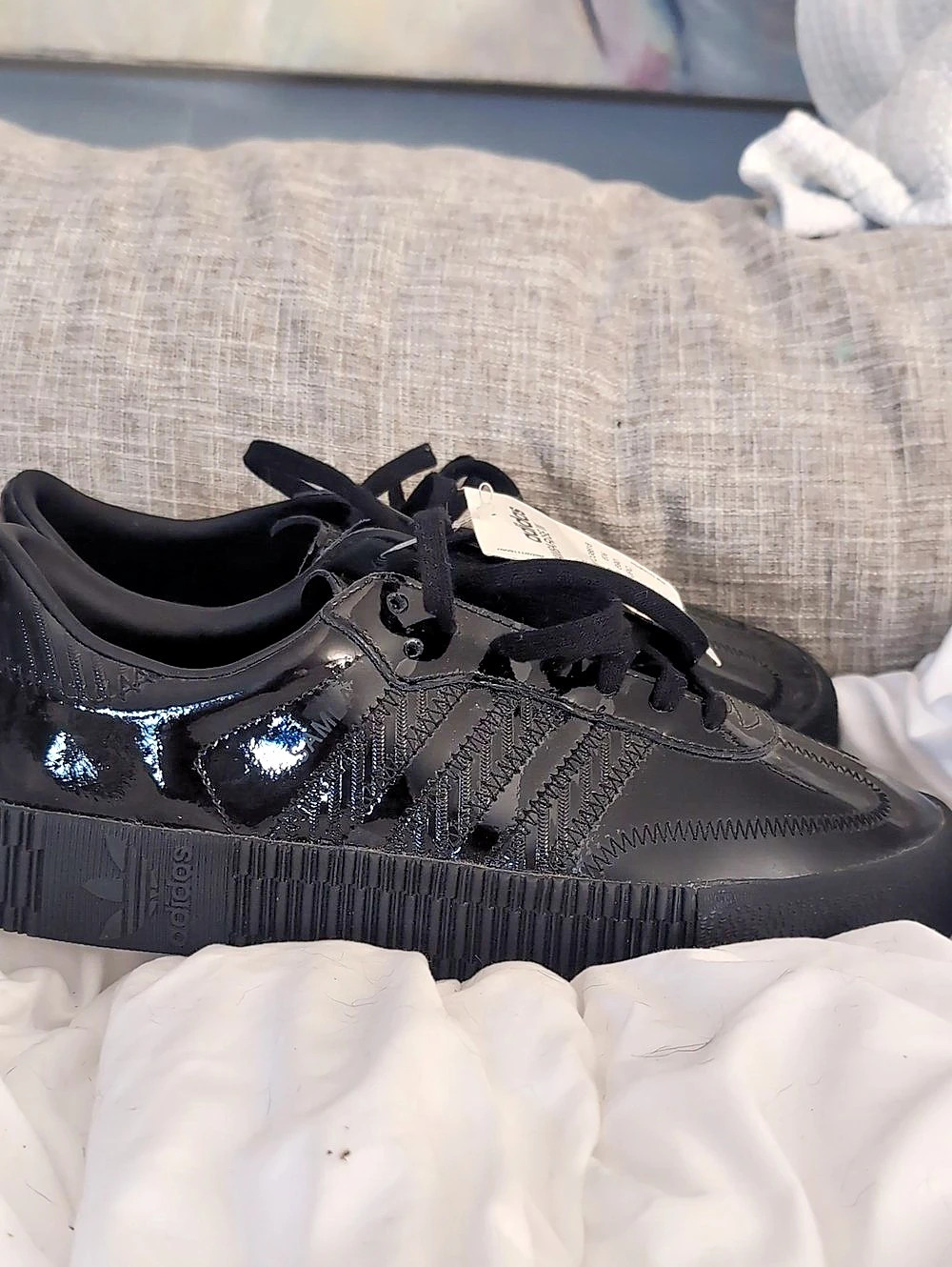 adidas Sambarose Patent Leather Black Sneakers US 8 NWT (Fits Like 9)
